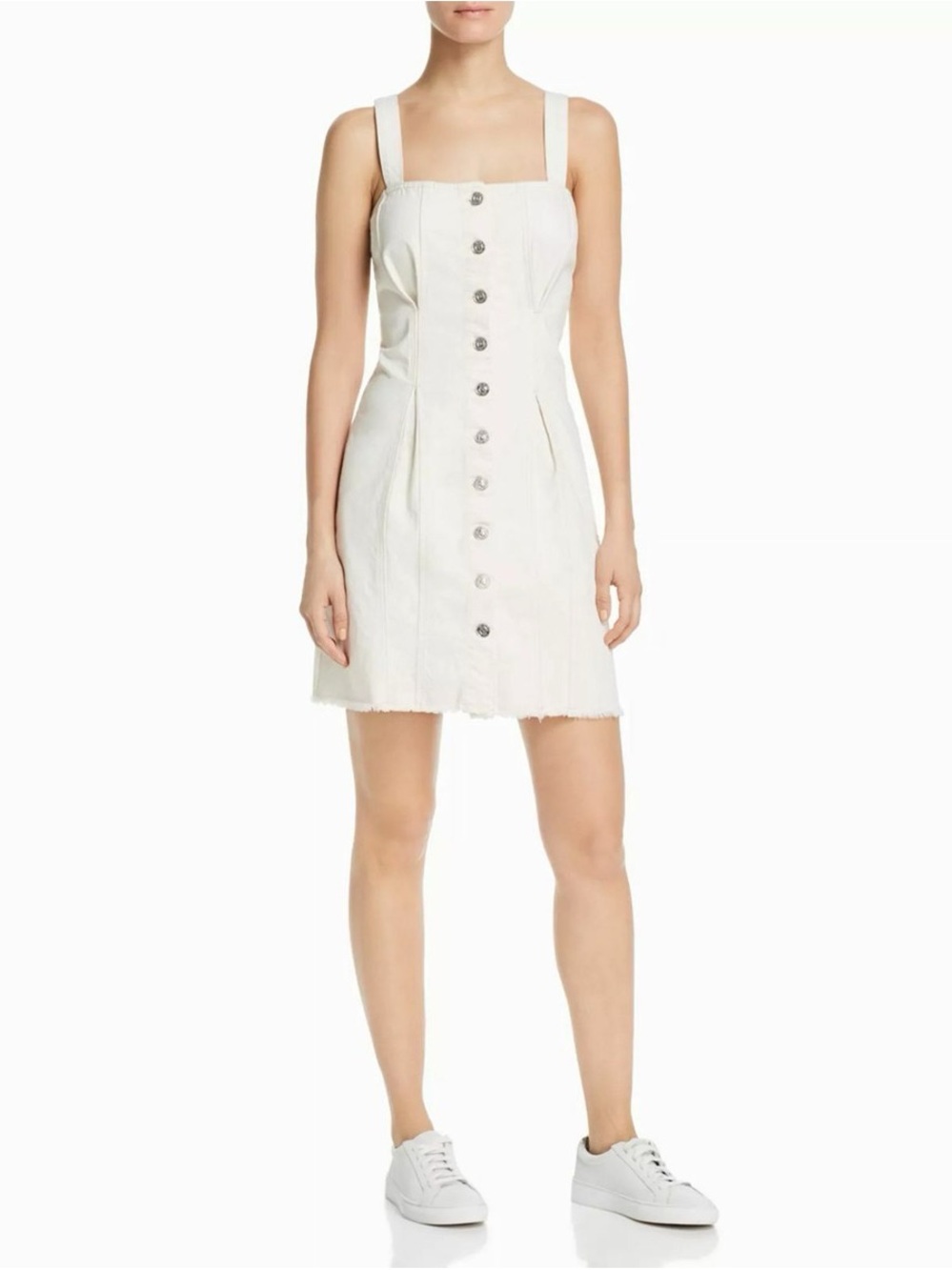 Current/Elliott Clean Off White Button-Front Sundress with Wide Straps